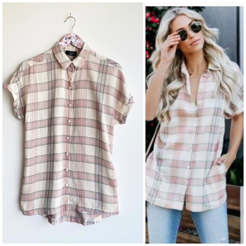 Vici Plaid Button-Up Top
